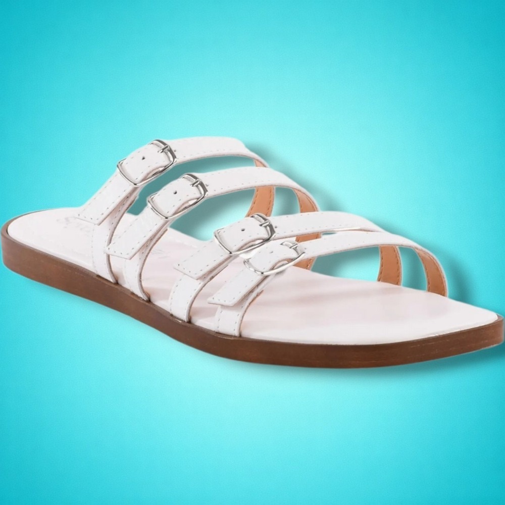 New Women's Seychelles White Persuasion Slide Leather Sandals, Size 8